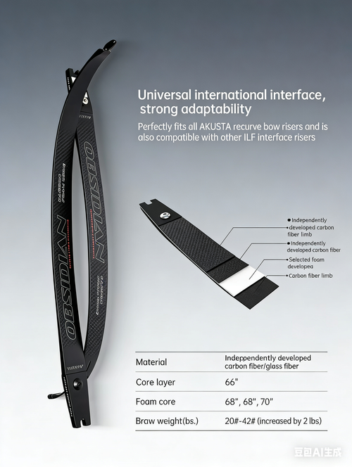 Archery recurve bow limbs-Akusta recurve bow limbs-obsidian